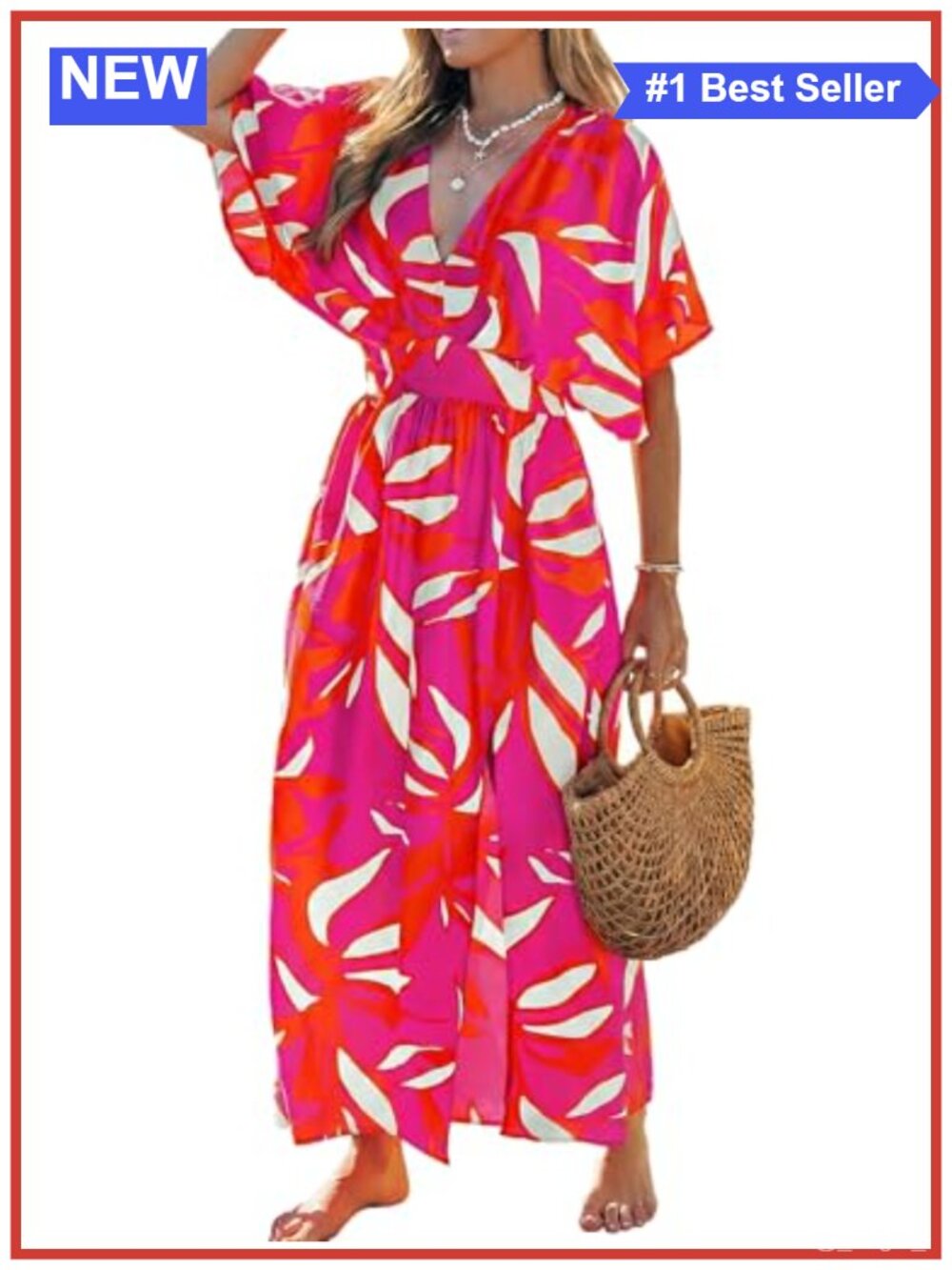 Boho Paisley Floral Deep V Neck Short Sleeve Maxi Dress Side Slit